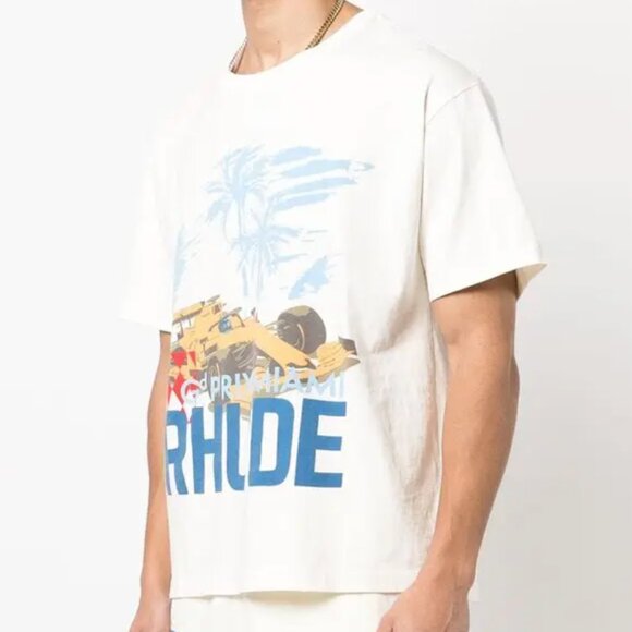 Rhude X The Webster Vintage White Miami Formula 1 Grand Prix Cotton T-Shirt - Picture 1 of 6